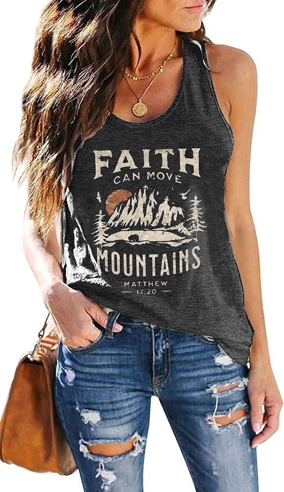 Womens Vintage Graphic Racerback Tank Tops Summer Beach Vacation Tank Cami Casual Loose Workout Y... | Amazon (US)