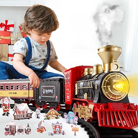 TEMI Train Set with Steam Locomotive Engine, Cargo Car and Long Track for Toddlers 3-5, Rechargea... | Amazon (US)