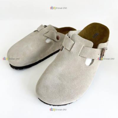 Birkenstock Boston suede leather soft footbed comfort women's shoes taupe narrow | eBay US
