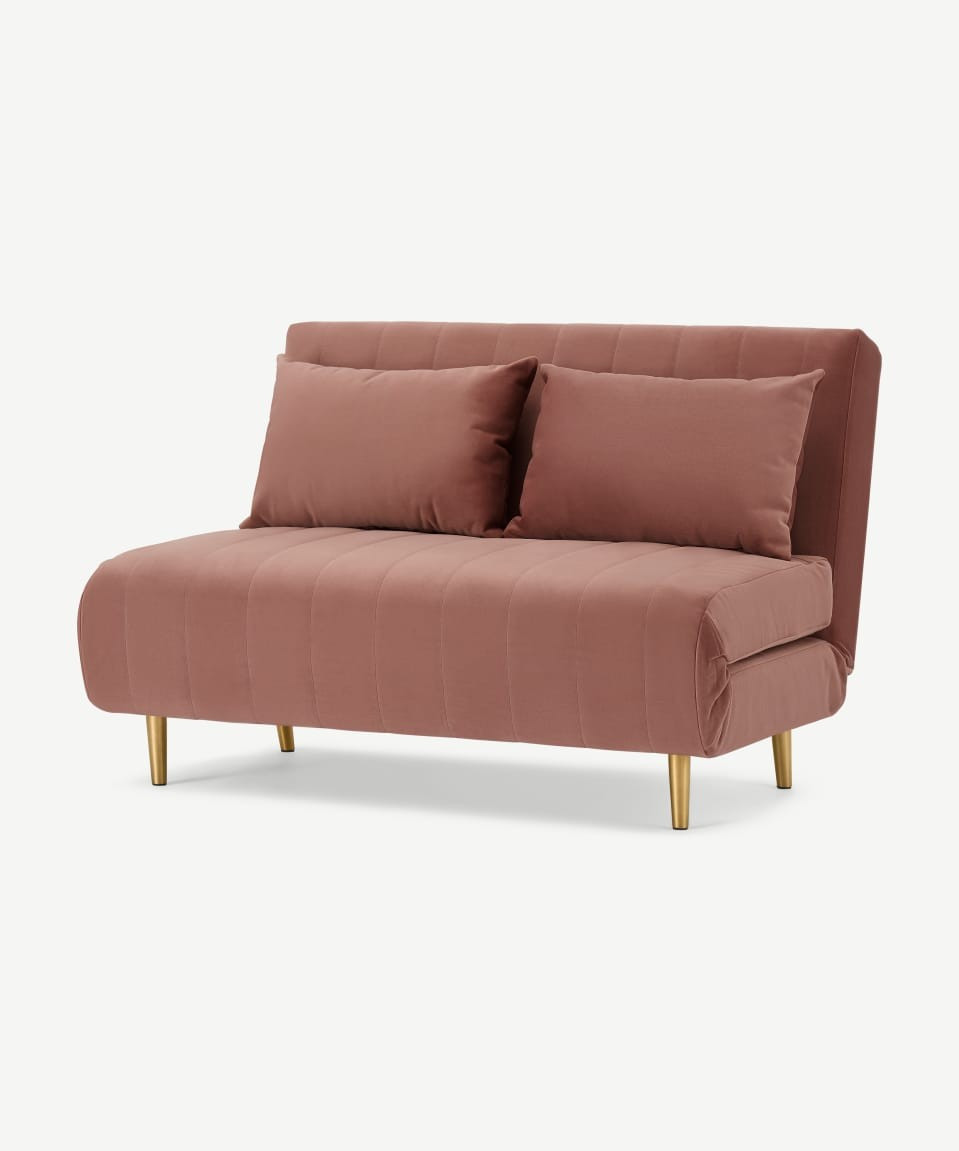 HomeSofas & ArmchairsSmall & 2 Seater SofasBessie Small Sofa Bed, Blush Pink Velvet | MADE.COM (UK)