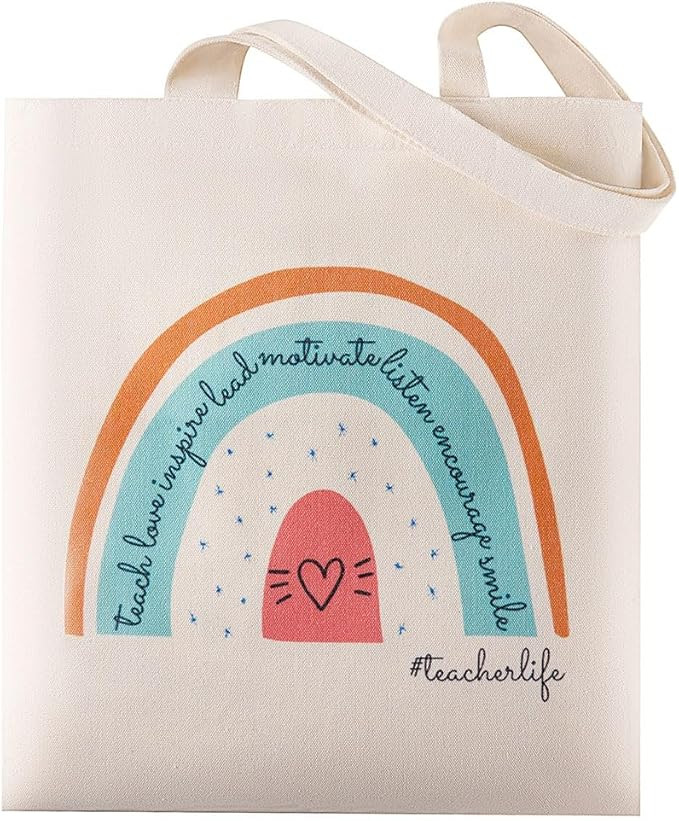 Glowave Canvas Tote Bag with Pattern Teacher Gifts Bag Sturdy Cloth Cotton Shoulder Handbags for ... | Amazon (US)