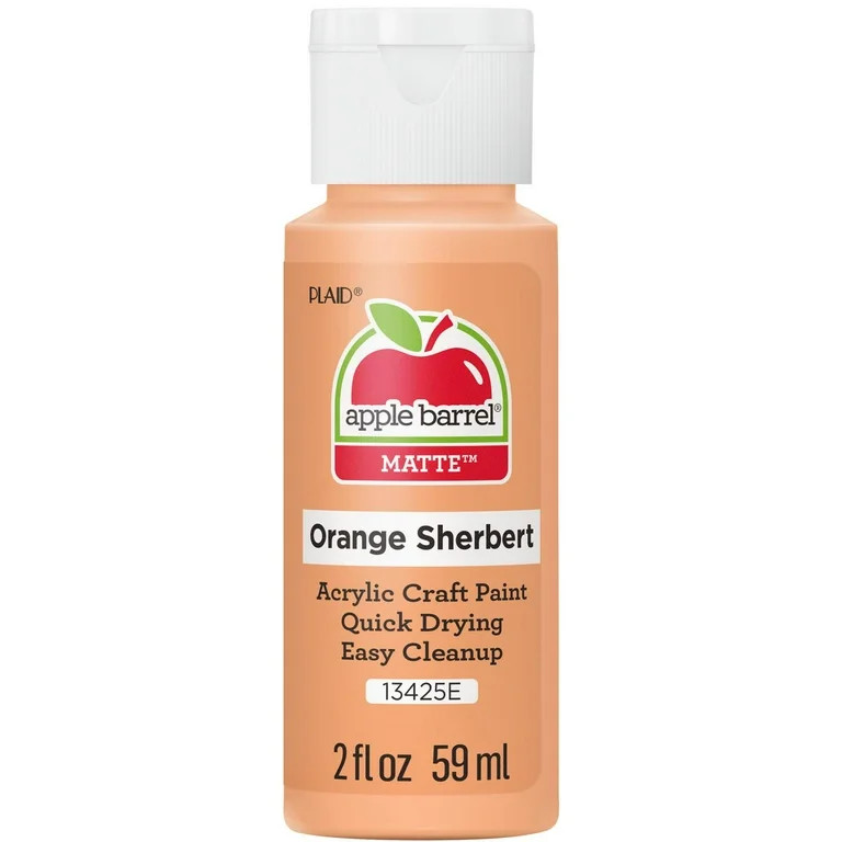 Apple Barrel Acrylic Craft Paint, Matte Finish, Orange Sherbert, 2 fl oz | Walmart (US)