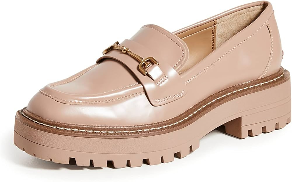 Sam Edelman Laurs Maple Sugar Leather Rounded Toe Slip On Chunky Heel Loafers | Amazon (US)