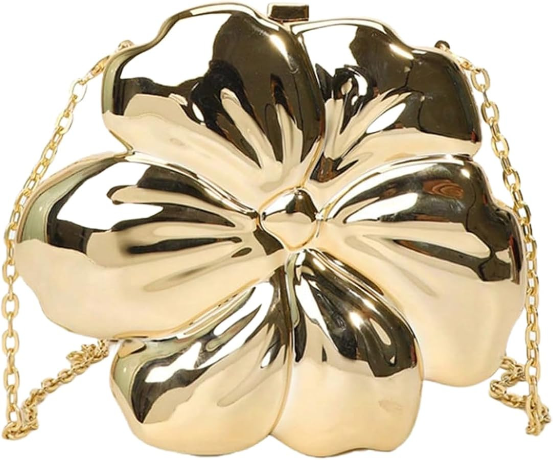 QWINEE Women's Flower Shaped Mini Crossbody Handbag Chain Single Strap Evening Bag | Amazon (US)