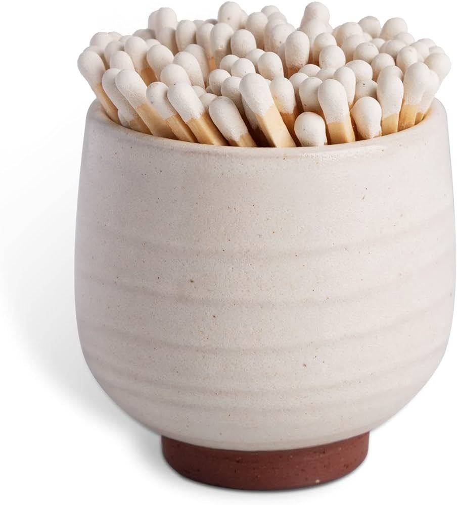 Ceramics Match Holder with Striker - Handmade Pottery - 2.55×2.6'',Matches in a Jar - (Matches N... | Amazon (US)