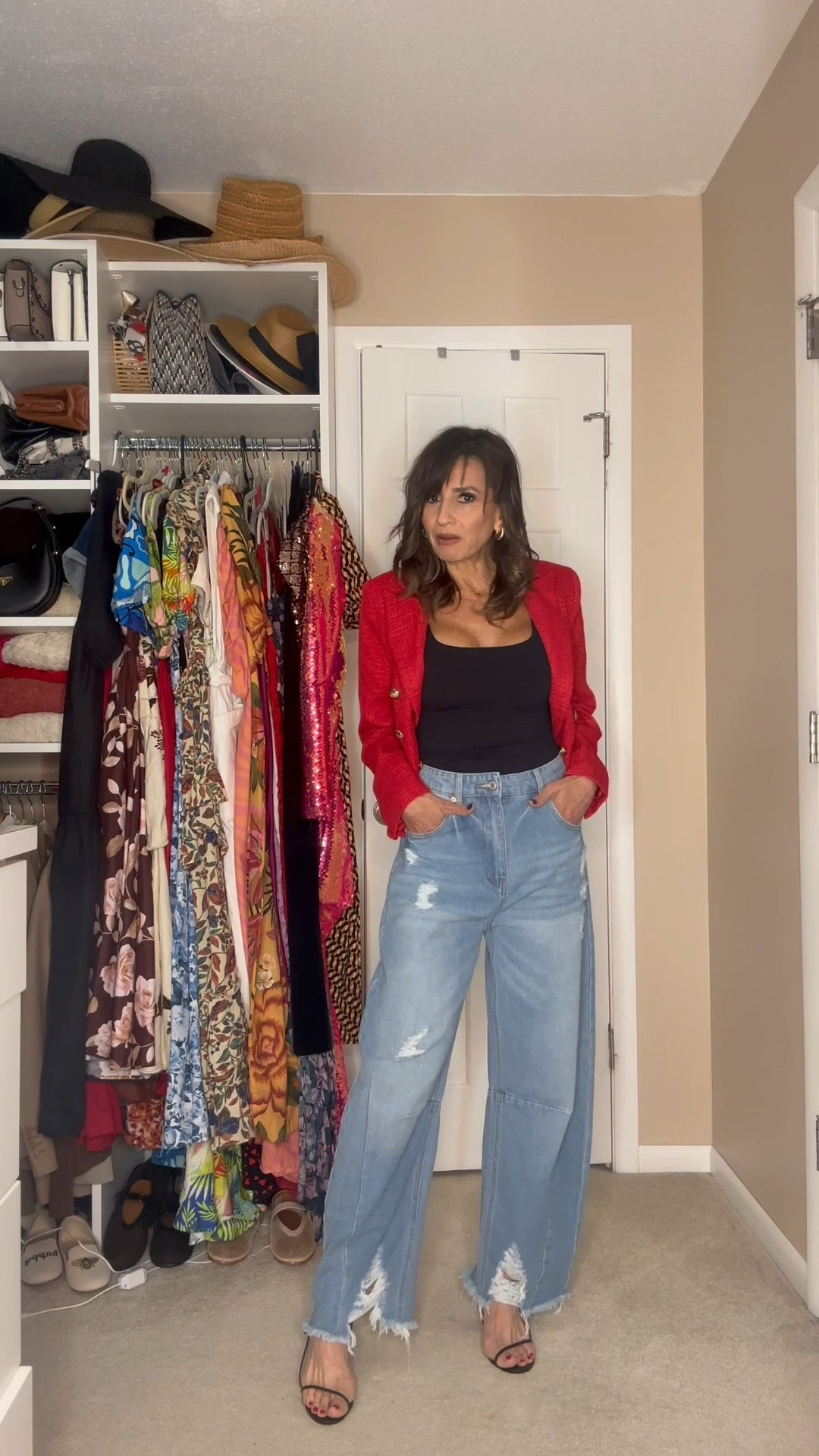 Wearing size Small on blazer and size 4 on jeans.

Sandals fit true to size 

#LTKStyleTip #LTKFindsUnder50 #LTKOver40