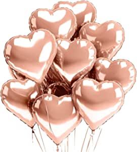 Rose Gold Heart Balloons - PACK of 12 - Premium Mylar Foil Heart Shaped Balloons for Valentine's ... | Amazon (US)