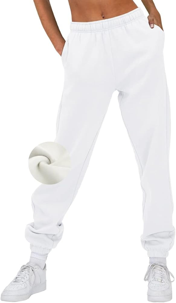 AUTOMET Women’s Casual Baggy Fleece Sweatpants High Waisted Joggers Pants | Amazon (US)