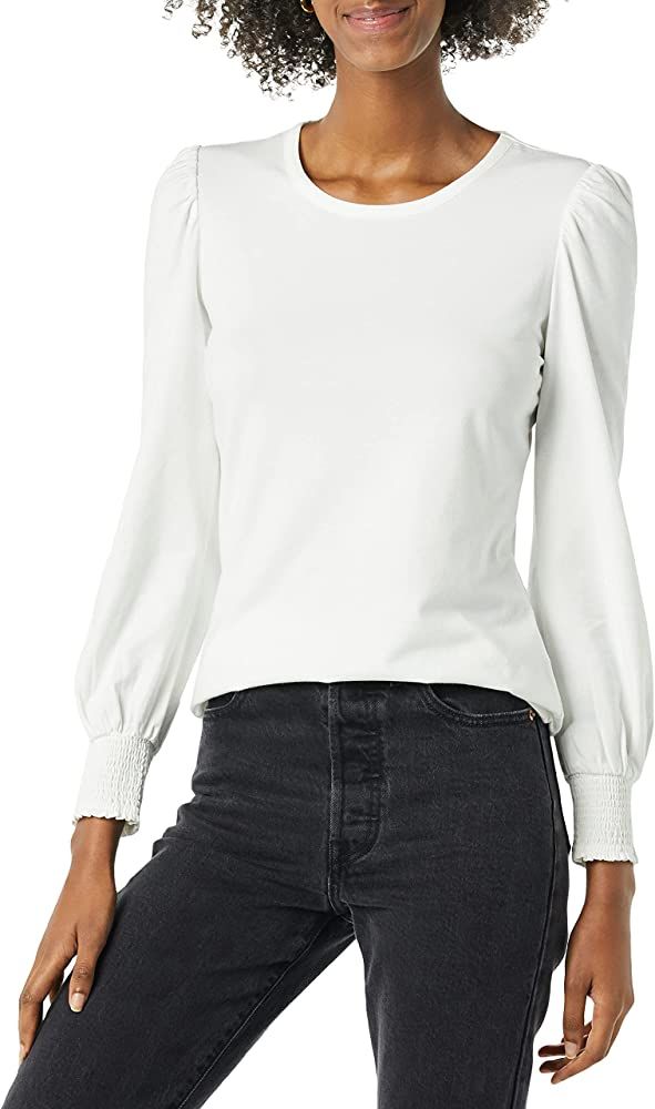 Amazon Essentials Women's Long-Sleeve Crewneck Smocked Cuff T-Shirt | Amazon (US)