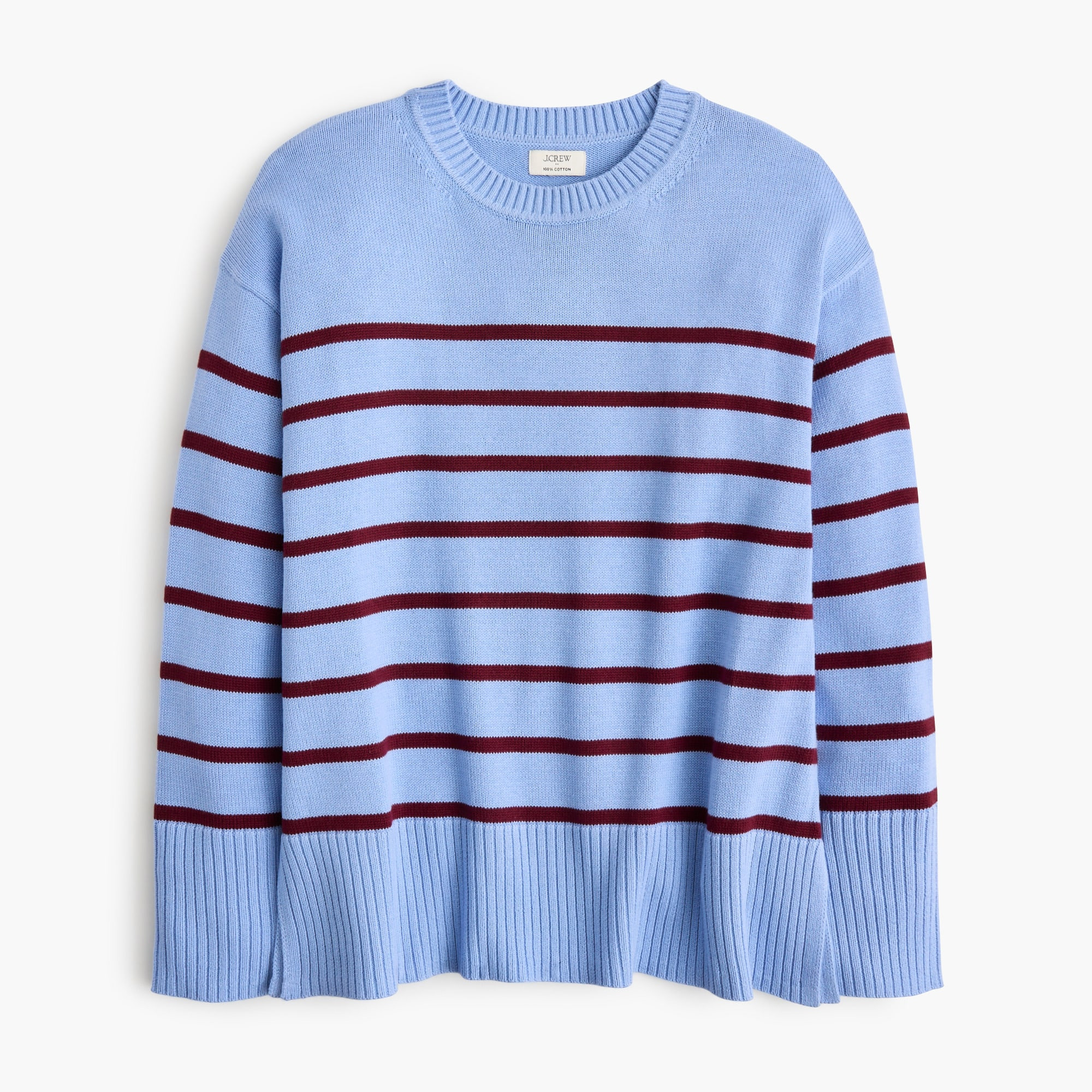 Cotton striped wide-hem sweater | J.Crew Factory