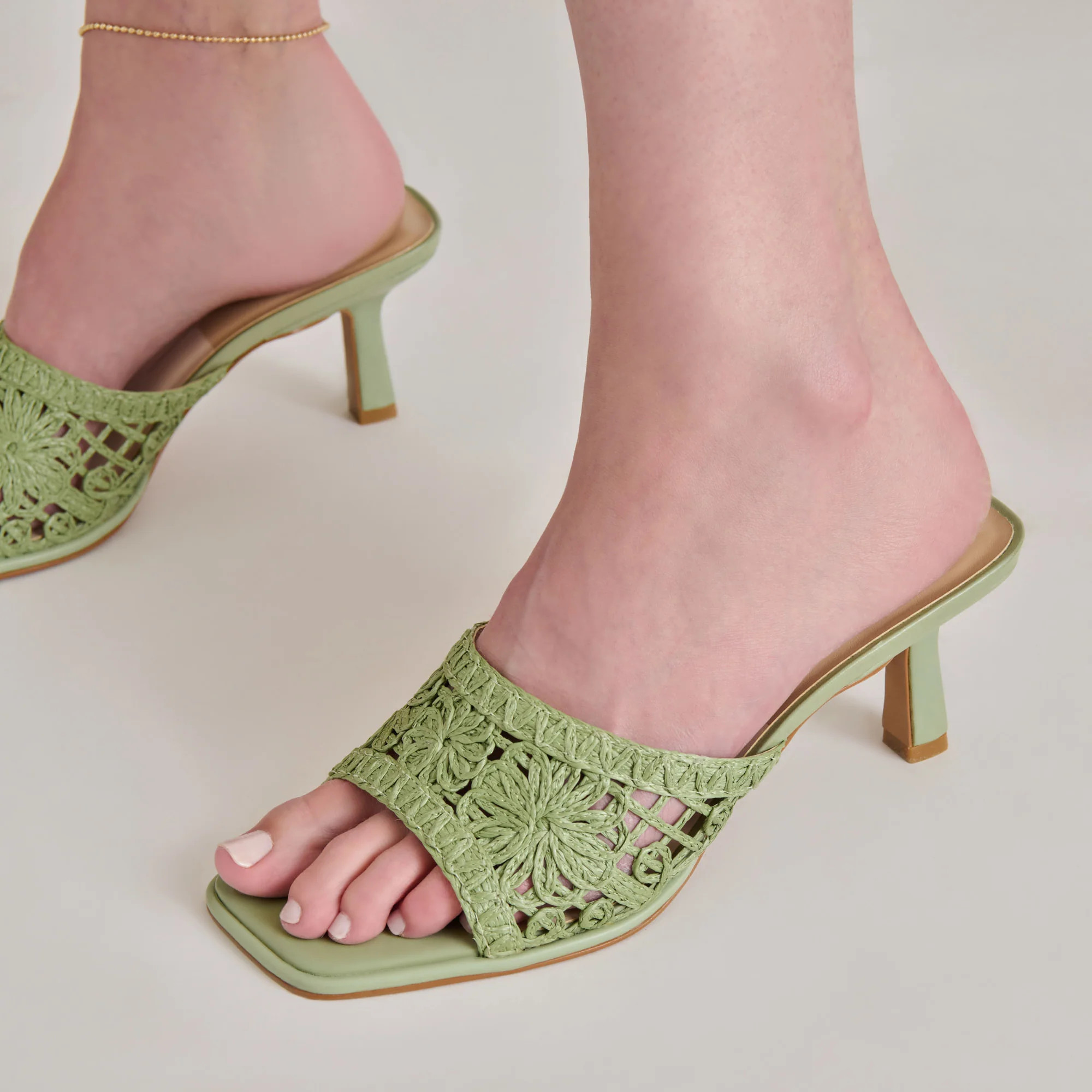 MAYLAH HEELS SAGE MACRAME | DolceVita.com