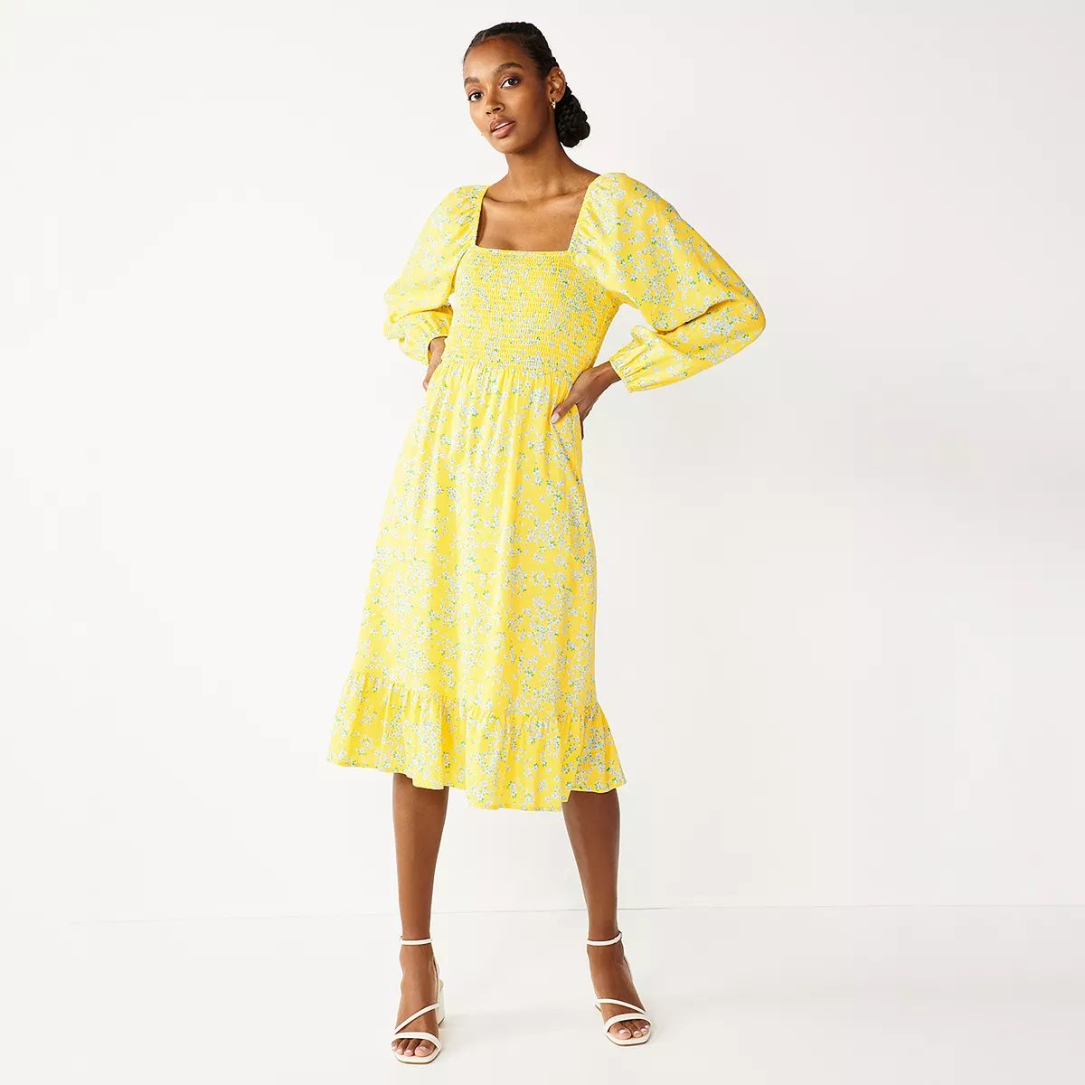 Women's DRAPER JAMES RSVP™ Smocked Long Sleeve Midi Dress | Kohl's