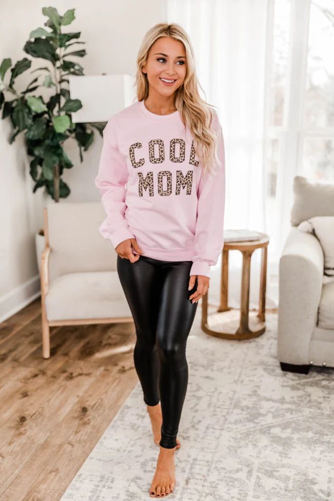 Cool Mom Animal Print Graphic Pink Sweatshirt | Pink Lily