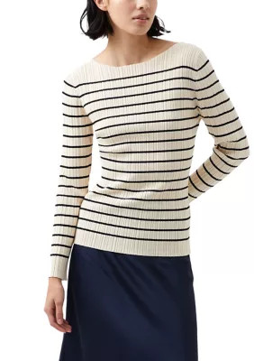 French Connection Women's Stripe Crinkle Knit Top, Small | Belk
