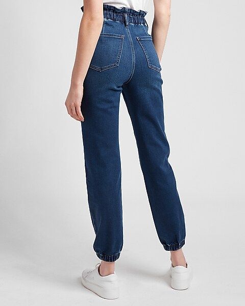 Super High Waisted Elastic Waist Jogger Jeans | Express