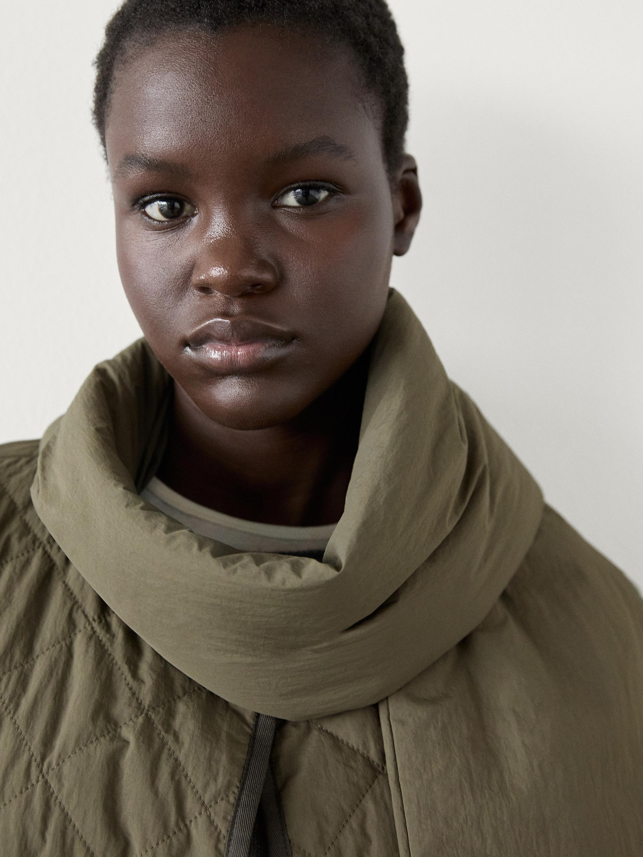 Diamond quilted jacket with scarf | Massimo Dutti UK