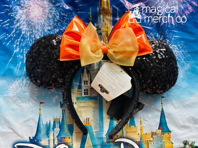 Disney Parks Halloween Ears Sequin Black Orange Bow Candy Corn Headband New  | eBay | eBay US