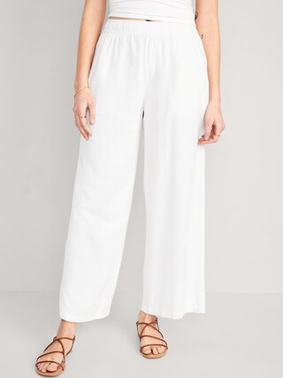 High-Waisted Linen-Blend Wide-Leg Pants for Women | Old Navy (CA)