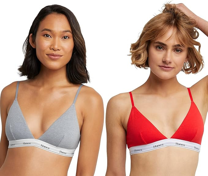 Hanes Women's Triangle Bralette Pack, 2-Pack, Originals Breathable Stretch Cotton Bras for Women,... | Amazon (US)