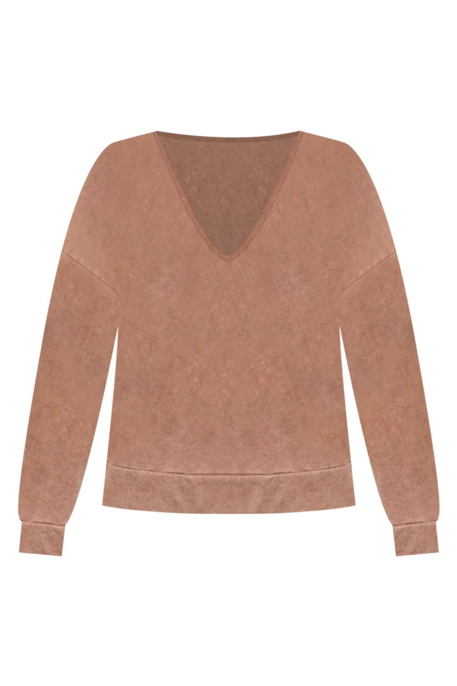 Top Knot Mama Camel Pullover | Pink Lily