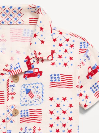 Printed Short-Sleeve Linen-Blend Shirt and Shorts Set for Baby | Old Navy (US)