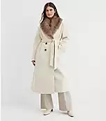 Faux Fur Shawl Collar Belted Coat | LOFT