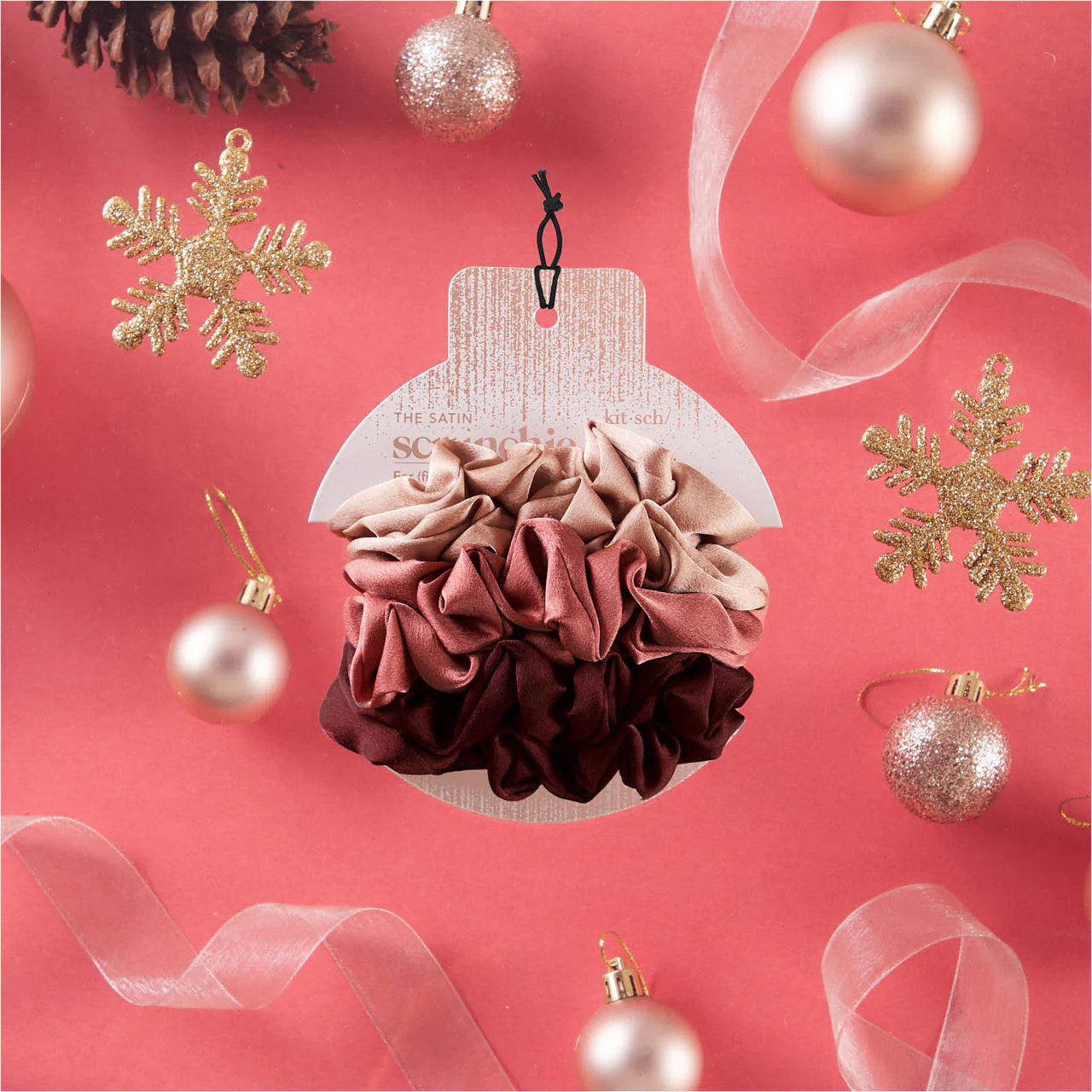 Holiday Satin Scrunchies 6pc -Mulberry Spice | Kitsch