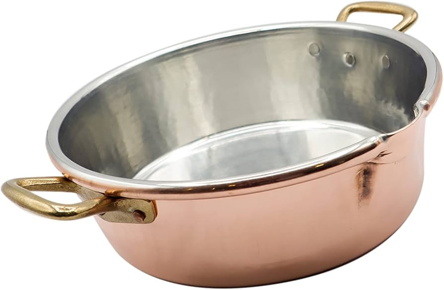 100% Made in Italy Copper pot – Italian Risotto Copper Chef Pot - 10.2x3 inch, 3 Qt –2 Brass ... | Amazon (US)