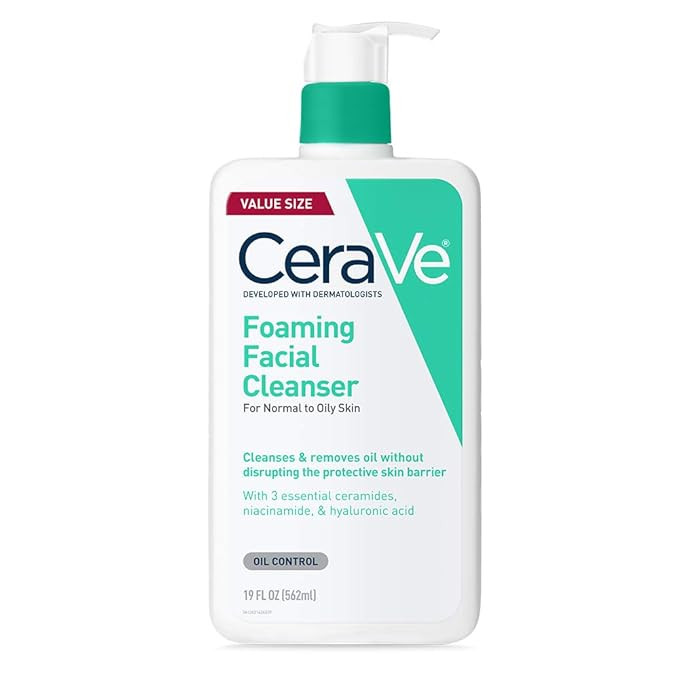 CeraVe Foaming Facial Cleanser | Daily Face Wash for Oily Skin | Hyaluronic Acid + Ceramides + Ni... | Amazon (US)