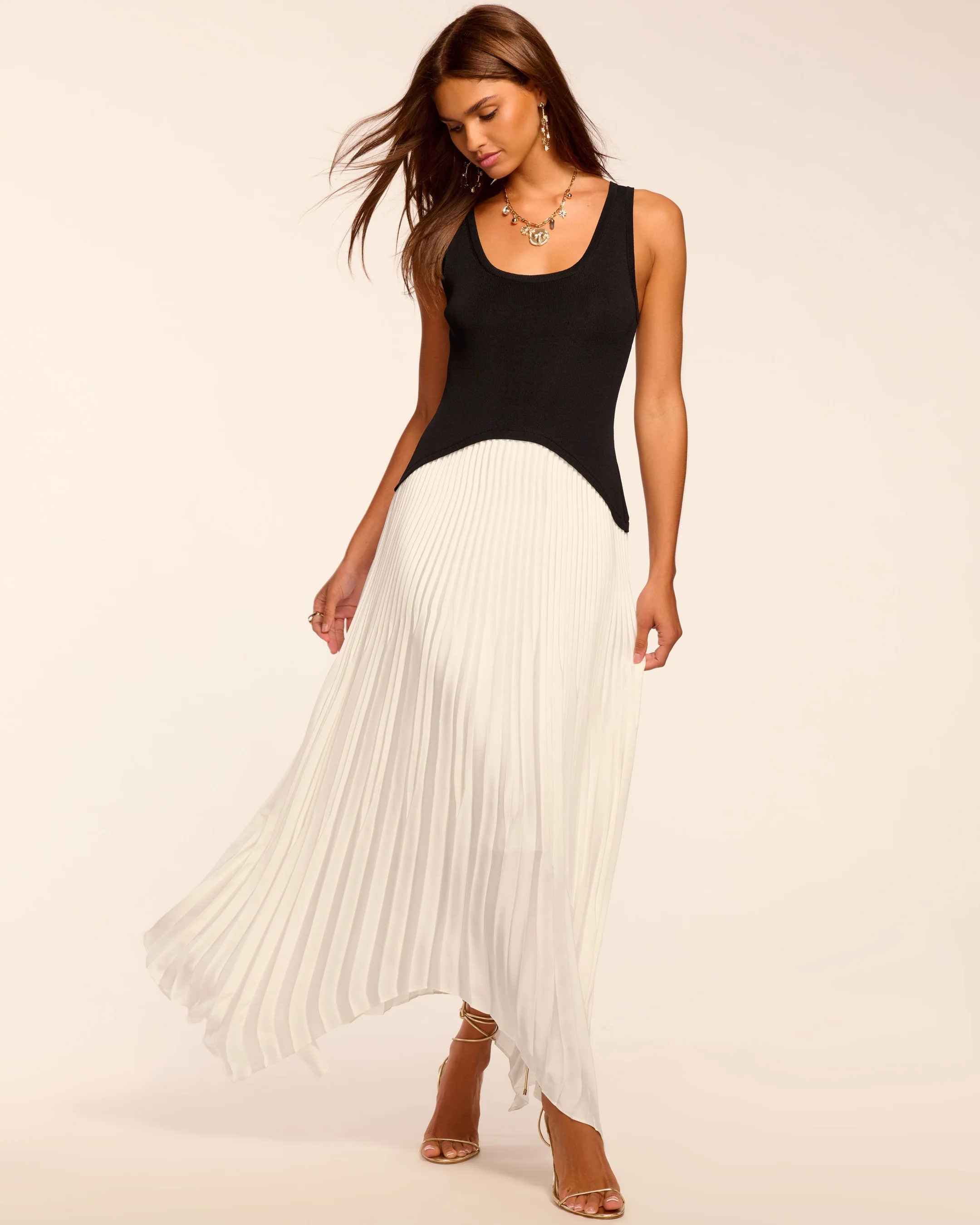 Davinia Knit Combo Pleated Maxi Dress | Ramy Brook