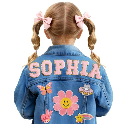 Personalized Kids Denim Jacket with Names, Custom Long Sleeve Jean Jacket for Girls Boys Toddler (1-10 Years) Clothes, Daily Outerwear Jacket, 1-10 Year Old Girl Boy Birthday Christmas Easter Gifts | Amazon (US)