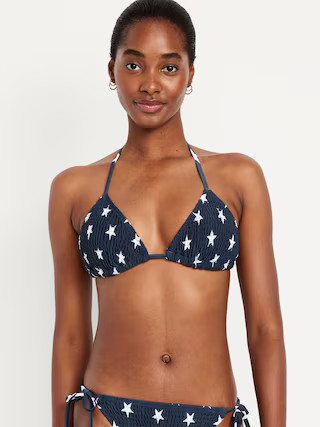 Textured Triangle String Bikini Swim Top | Old Navy (US)