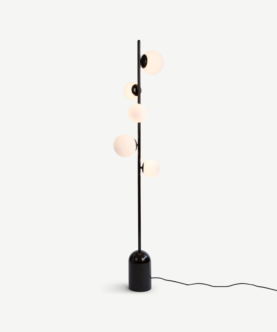 Vetro Floor Lamp, Black and Opal Glass | Made.com UK