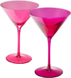 Khen Hot Pink Martini Glasses | Set of 2 | Magenta & Blush Pink Crystal Glassware, Classic Cosmop... | Amazon (US)
