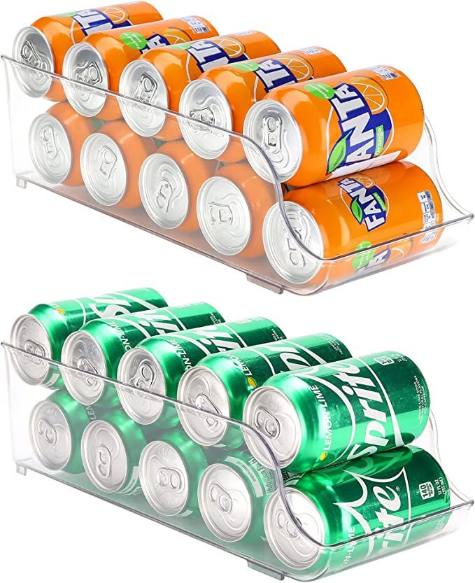 Puricon 2 Pack Refrigerator Organizer Bins Can Dispenser Storage Holder, Soda Beverage Canned Foo... | Amazon (US)