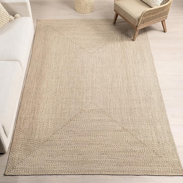 nuLOOM 8' Square Solid Hand Braided Indoor/Outdoor Area Rug, Pet-Friendly, High Traffic, Weather ... | Amazon (US)