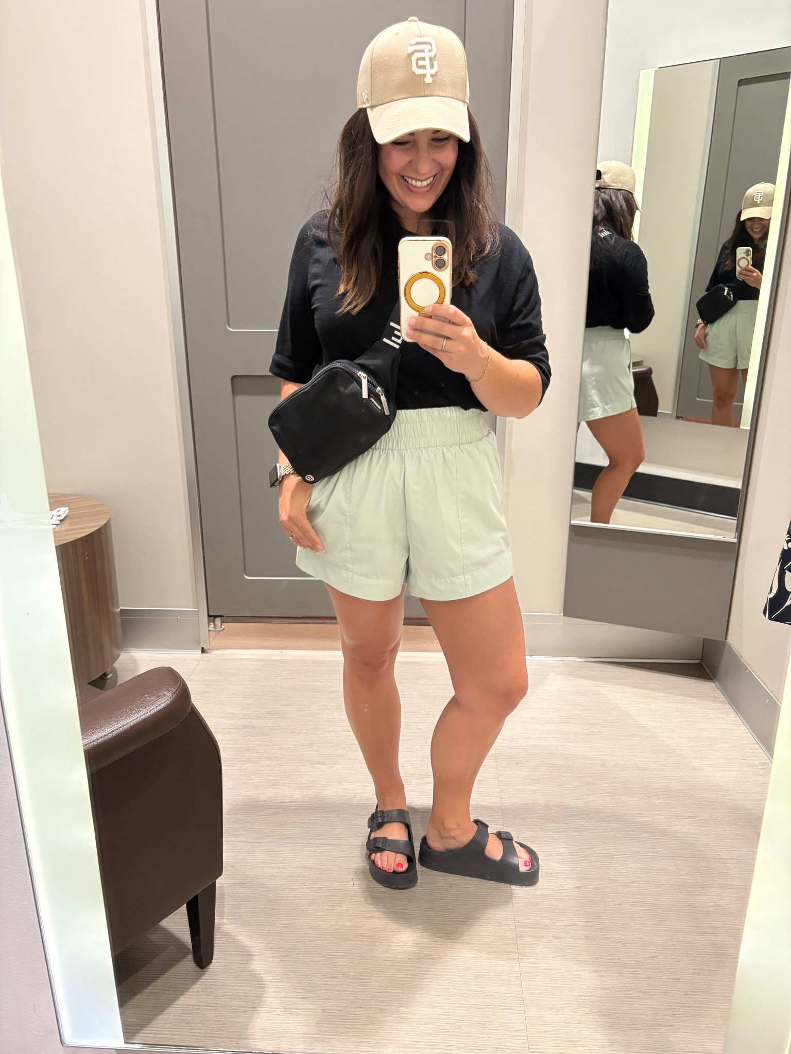 Sports mom fit for an early morning followed by all the errands. My khaki tan baseball hat is available for nearly every MLB team. Wearing a small in my shorts and top. 
Weekend style
High waisted shorts
Summer outfitt

#LTKOver40 #LTKPetite #LTKActive