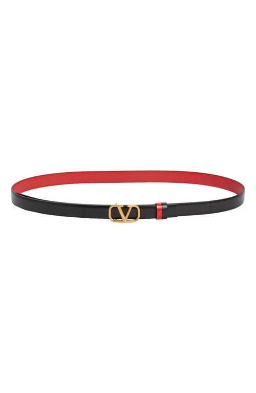 Valentino Garavani VLOGO Buckle Reversible Leather Belt in Nero/rouge at Nordstrom, Size 95 | Nordstrom