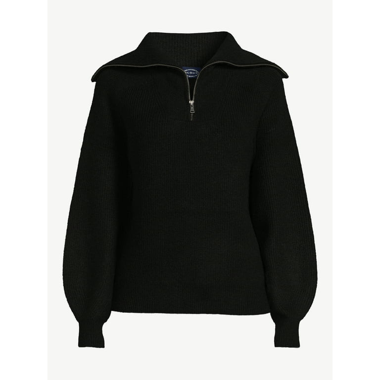 Scoop Women's Half Zip Sweater with Long Sleeves, Sizes XS-XXL | Walmart (US)
