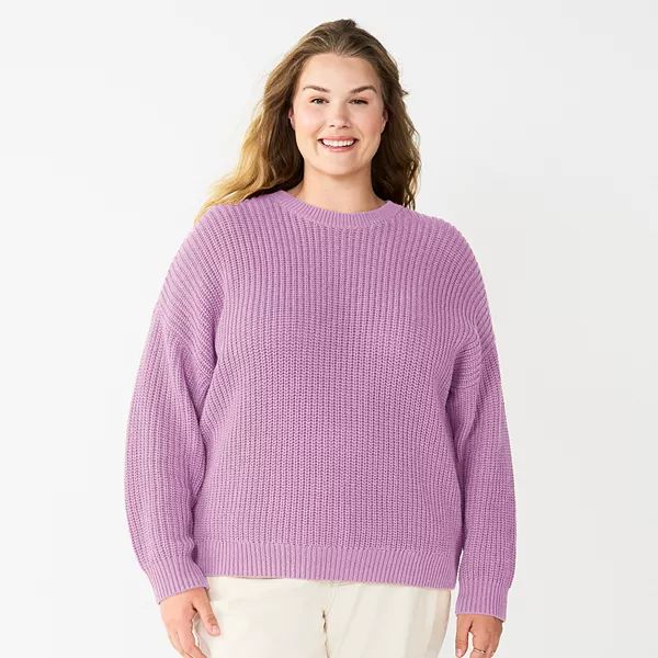 Plus Size Sonoma Goods For Life® Drop Shoulder Sweater | Kohl's