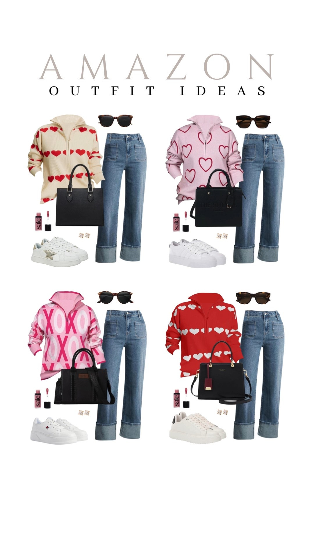 A heart sweater and jeans make the perfect casual look. The star sneakers are my favorite!
valentine sweatshirt, vday outfit, galentine's day outfit idea,  wide leg jeans, stud earrings, casual outfit idea, amazon fashion, winter to spring style, trendy look, viral fashion, affordable style, amazon favorite, top picks, best seller, winter to spring look, transitional outfit idea

#LTKU #LTKBeauty #LTKSeasonal