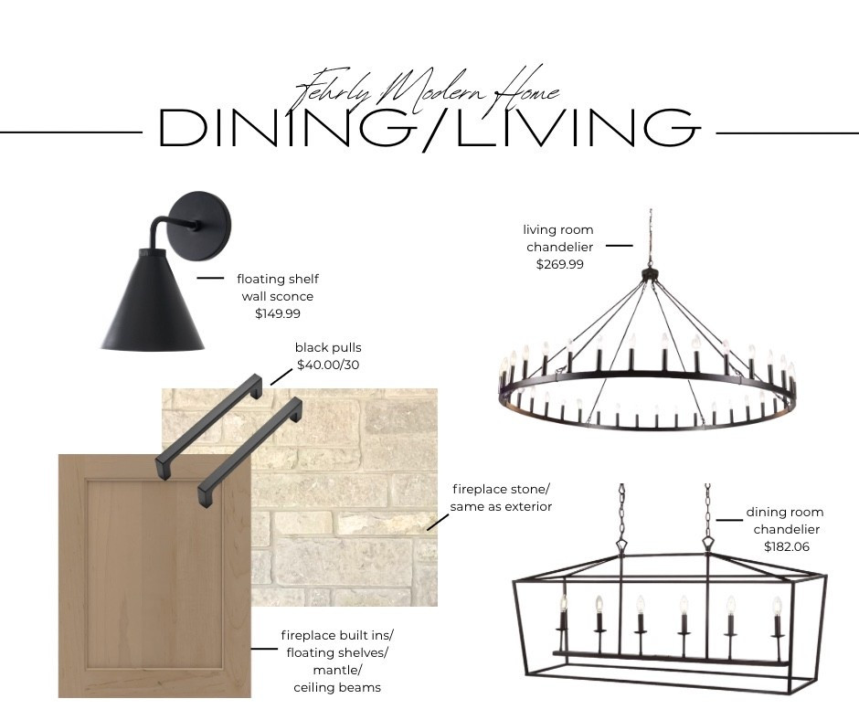 Stick custom home build dining and living room finishes 