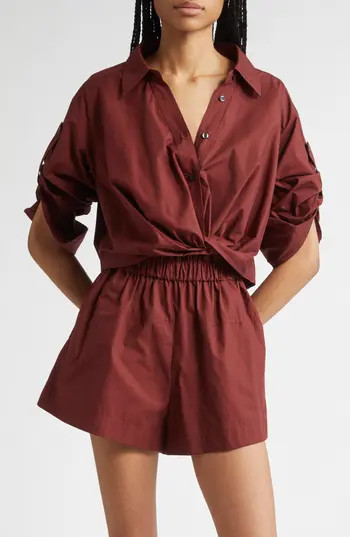 A.L.C. Andy Twist Hem Shirt in Dark Bosco at Nordstrom Rack, Size 8 | Nordstrom Rack