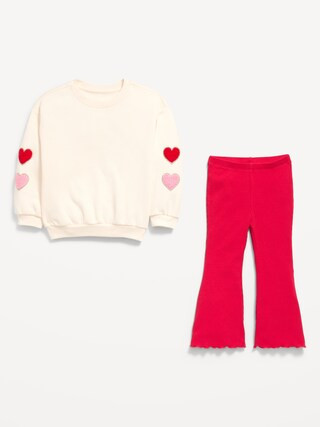 Crew-Neck Sweatshirt and Flare Leggings Set for Toddler Girls | Old Navy (US)