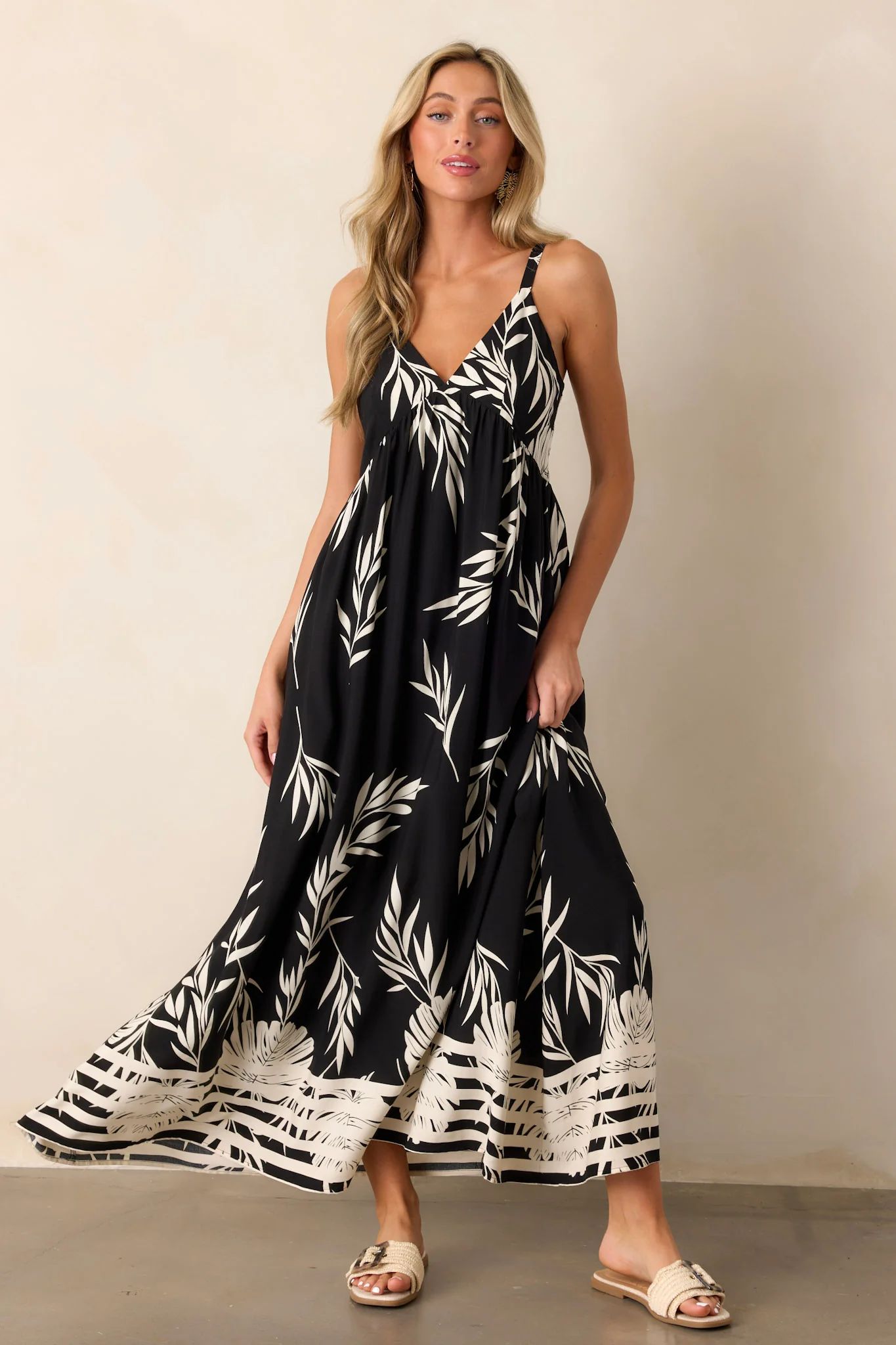 Bohemian Life Black Floral Maxi Dress | Red Dress