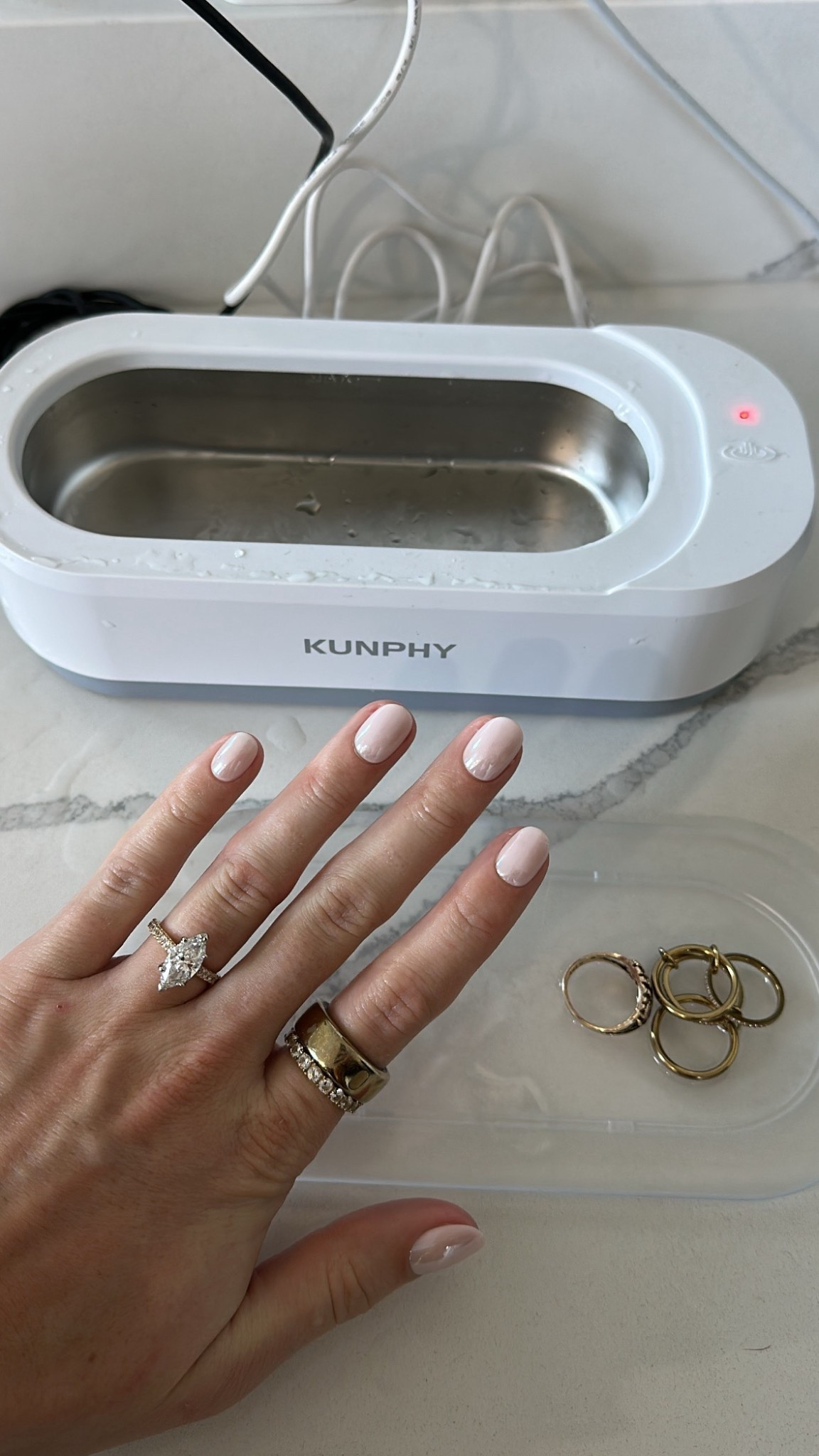 KUNPHY Ultrasonic Jewelry Cleaner, Jewelry Cleaner Machine 12oz 46KHz, Professional Sonic Cleaner with One-Touch Operation, Sonic Cleaner for Rings, Glasses, Jewelry, Dentures White

#LTKGiftGuide #LTKFindsUnder50 #LTKBeauty