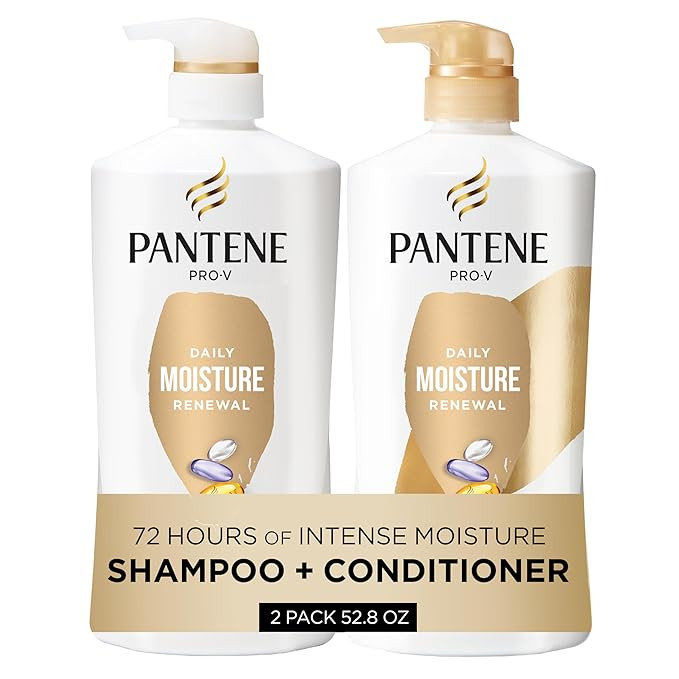 Pantene Shampoo & Conditioner Set, Daily Moisture Renewal - Pro-V Nutrients for Dry, Color-Treate... | Amazon (US)