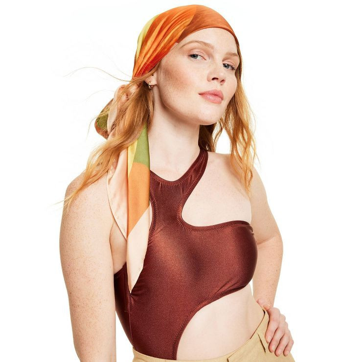 Women's Mixed Paint Print Hair Scarf - Fe Noel x Target Orange/Brown/Peach | Target