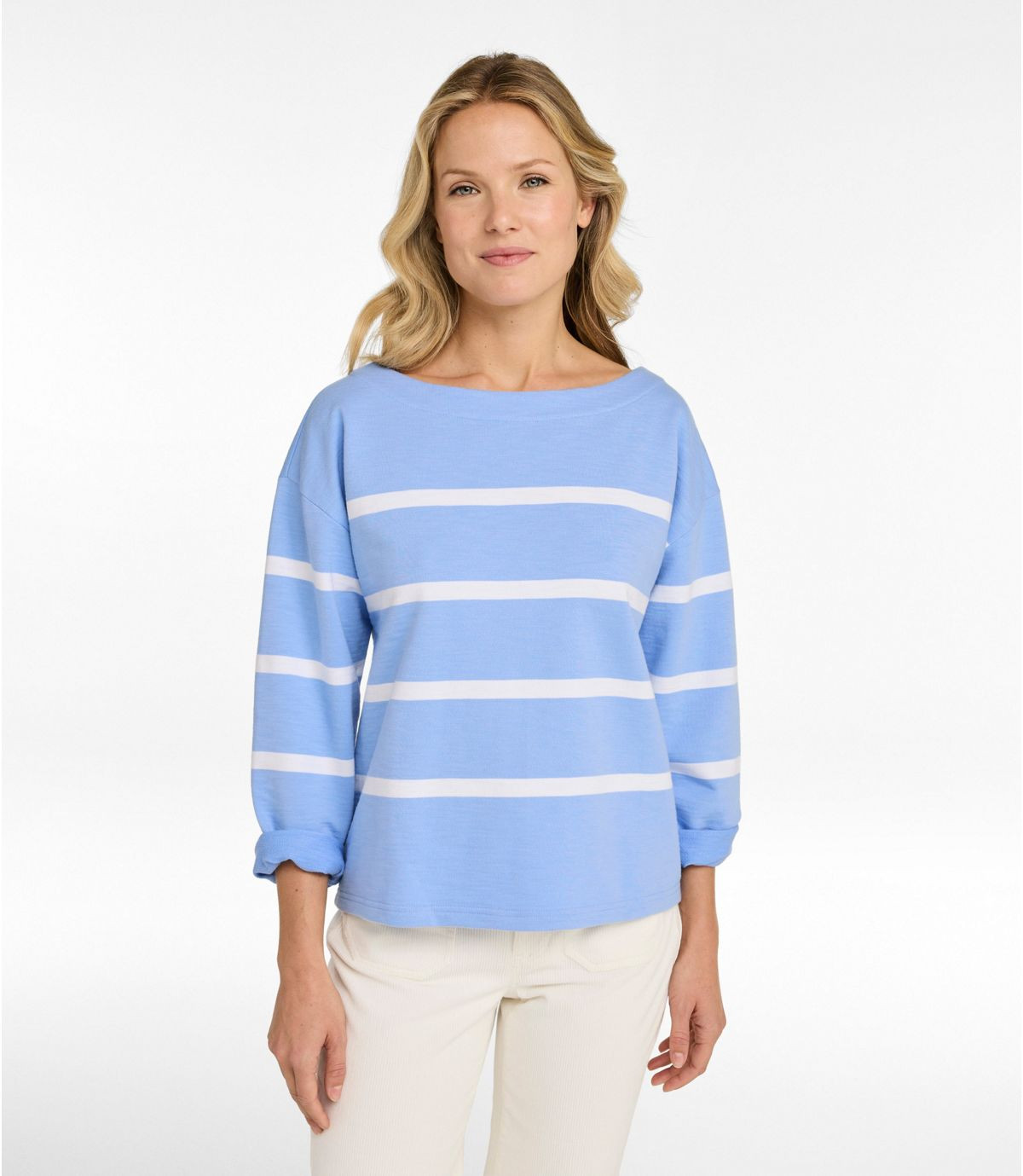 Women's Peaks Island Top, Relaxed Boatneck Long-Sleeve Stripe | L.L. Bean