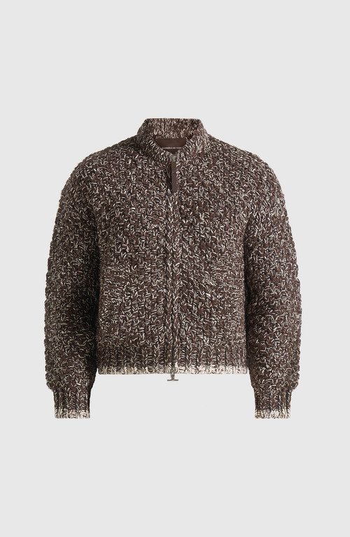 Manière De Voir Darel Speckled Knit Bomber Jacket in Brown at Nordstrom, Size Xx-Large | Nordstrom